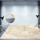 Aperturee - Aperturee Light Gold White Abstract Txture Fabric Floor Mat
